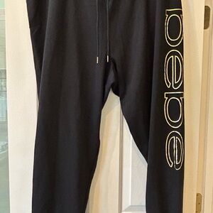 Bebe Sport Black Pants with Gold Accents